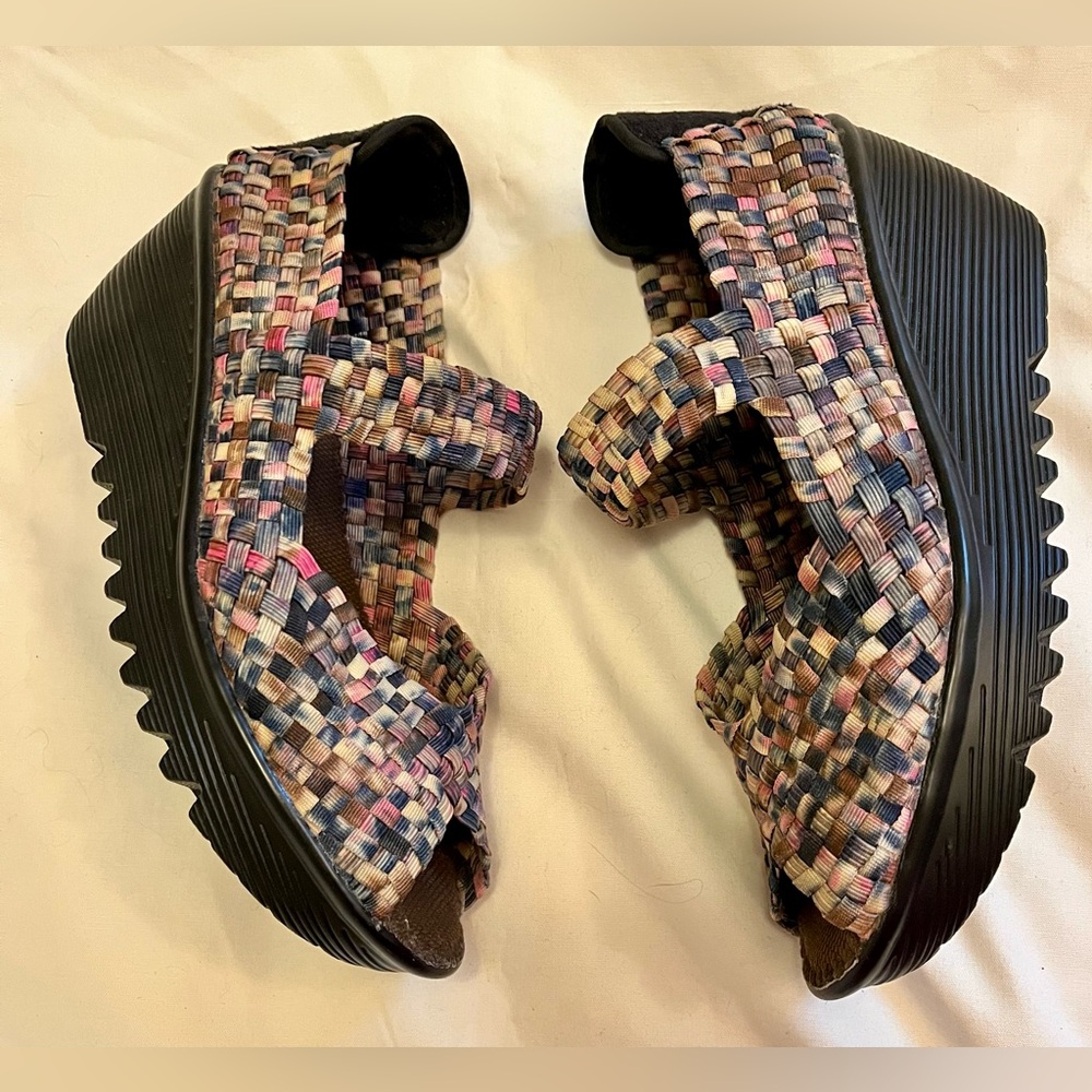Bernie Mev open toe multicolour Mary Jane shoes with black wedge